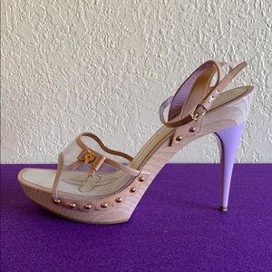 LOUIS VUITTON WOOD PLATFORM HEELS SIZE 41